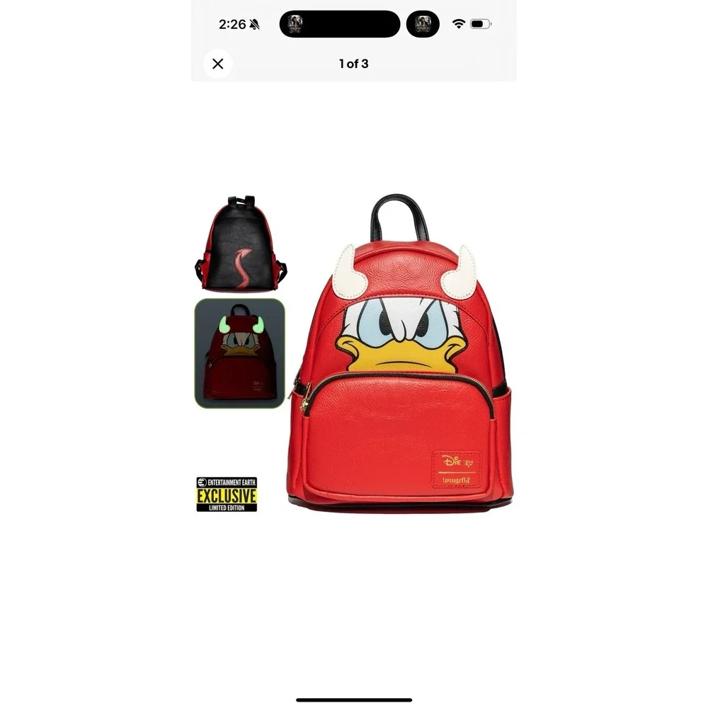 Loungelfy Disney Donald Duck Devil‎ Donald Cosplay Mini-Backpack IN-HAND